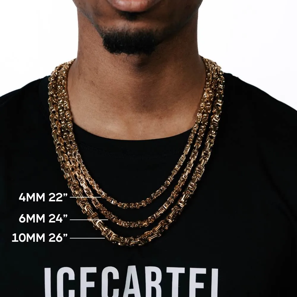 10MM Solid Gold Byzantine Gold Chain