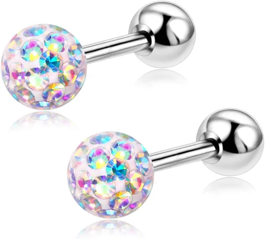 20G Stud Earrings Set for Women Girls Sensitive Ears with Screw on Backs Tragus Cartilage Jewelry