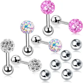 20G Stud Earrings Set for Women Girls Sensitive Ears with Screw on Backs Tragus Cartilage Jewelry