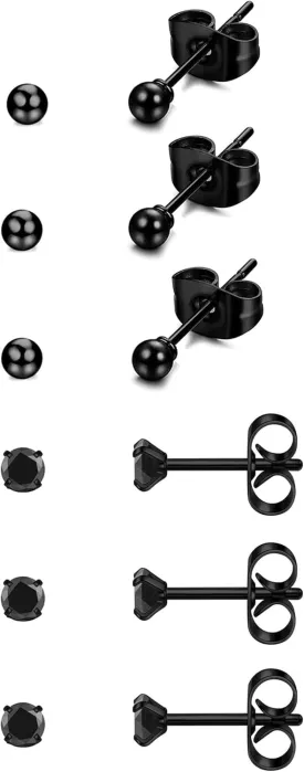 6Pairs 2mm/3mm Surgical Steel Hypoallergenic Piercing Studs, 20G 14K Real Gold Filled Tiny Stud Earrings Set for Multiple Hole Piercing (Cubic Zirconia, Pearl, Ball)