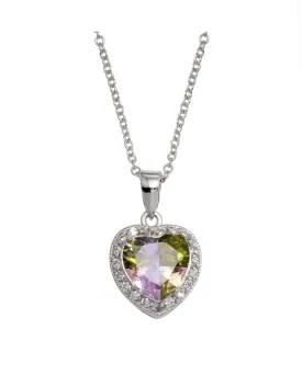 925 Rhodium Silver Multi Color Heart Rhodium Set