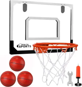 AOKESI Indoor Mini Basketball Hoop Set for Kids - 17" x 12.5" Door Hoops Room&Wall Mounted with Complete Accessories Game Toys Balls Gifts Boys Teens