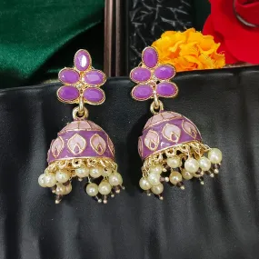 Bhavi Jewels Gold Plated Mennakari Jhumki Earrings