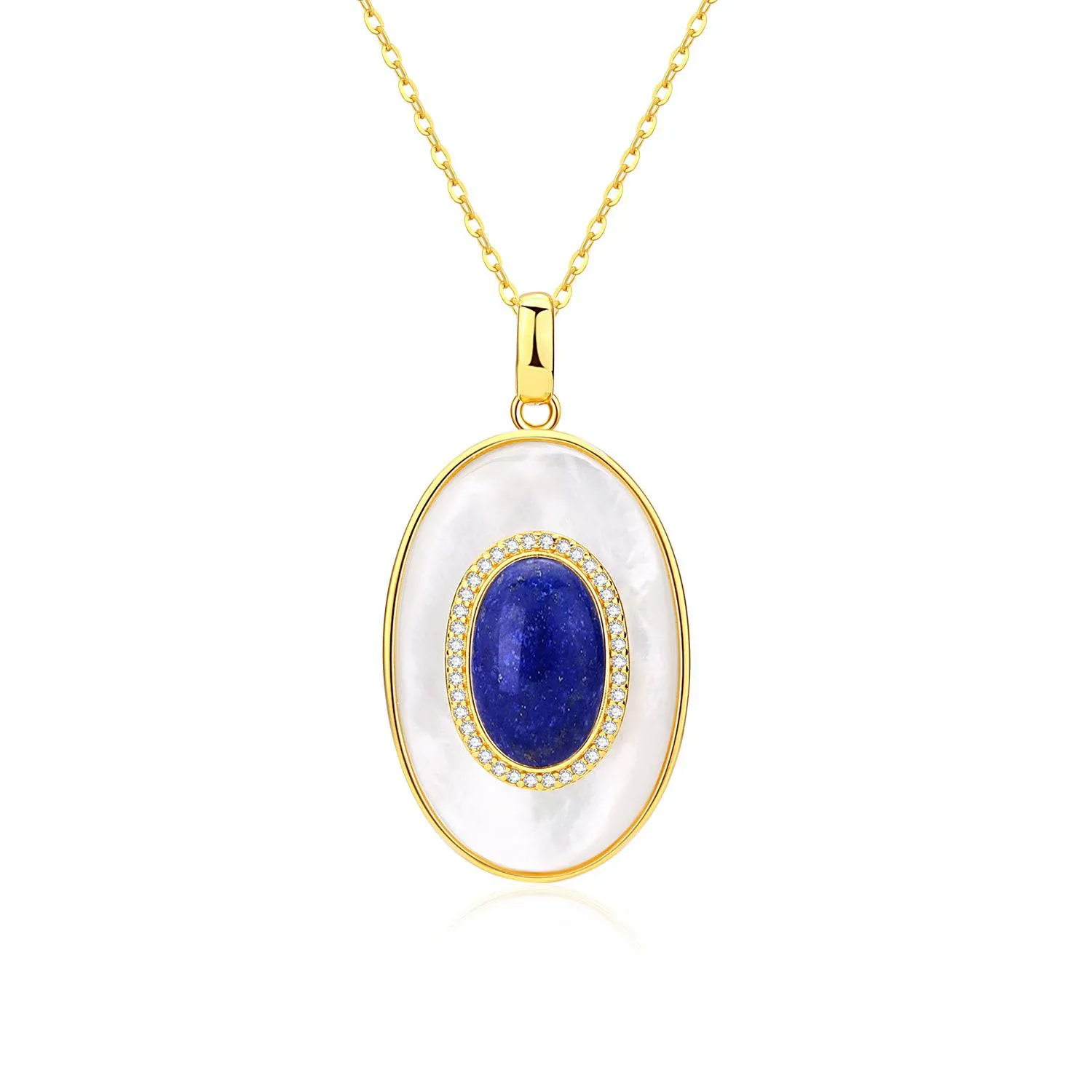 Blue Lapis Lazuli Mother of Pearls Earrings Gold Vermeil