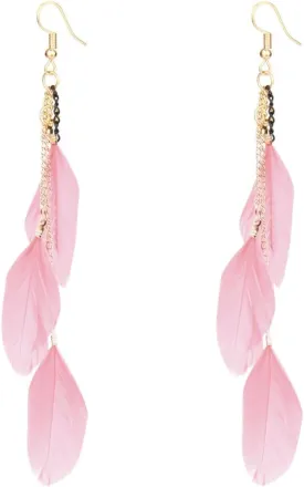 Boho Piercing Jewelry Tassel Feather Dangle Drop Long Chain Earrings Retro Lightweight Earrings for Women