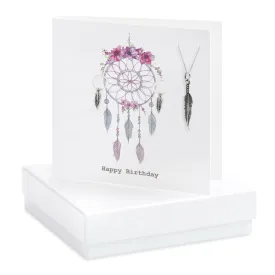 Boxed Dreamcatcher Birthday Necklace and Earring Card