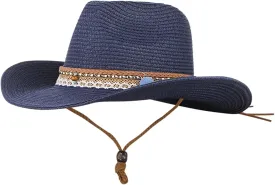 Classic Felt Cowboy Cowgirl Hats for Women Men Belt Buckle Retro Felt Panama Hat Western Style for Safari Fishing