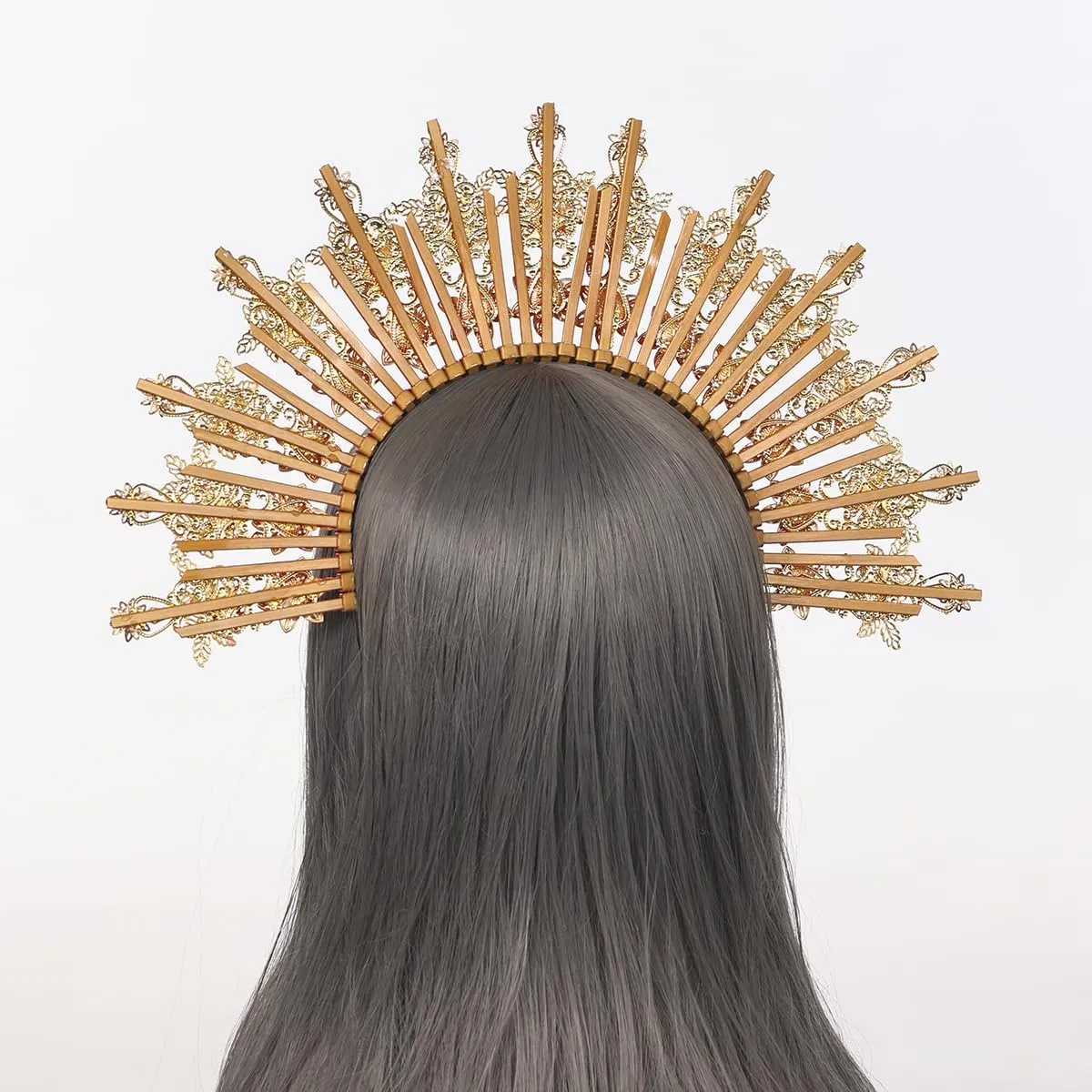 COSDREAMER Women Halo Crown Headband Gold Spiked Zip Tie Halo Crown Sunburst Headband
