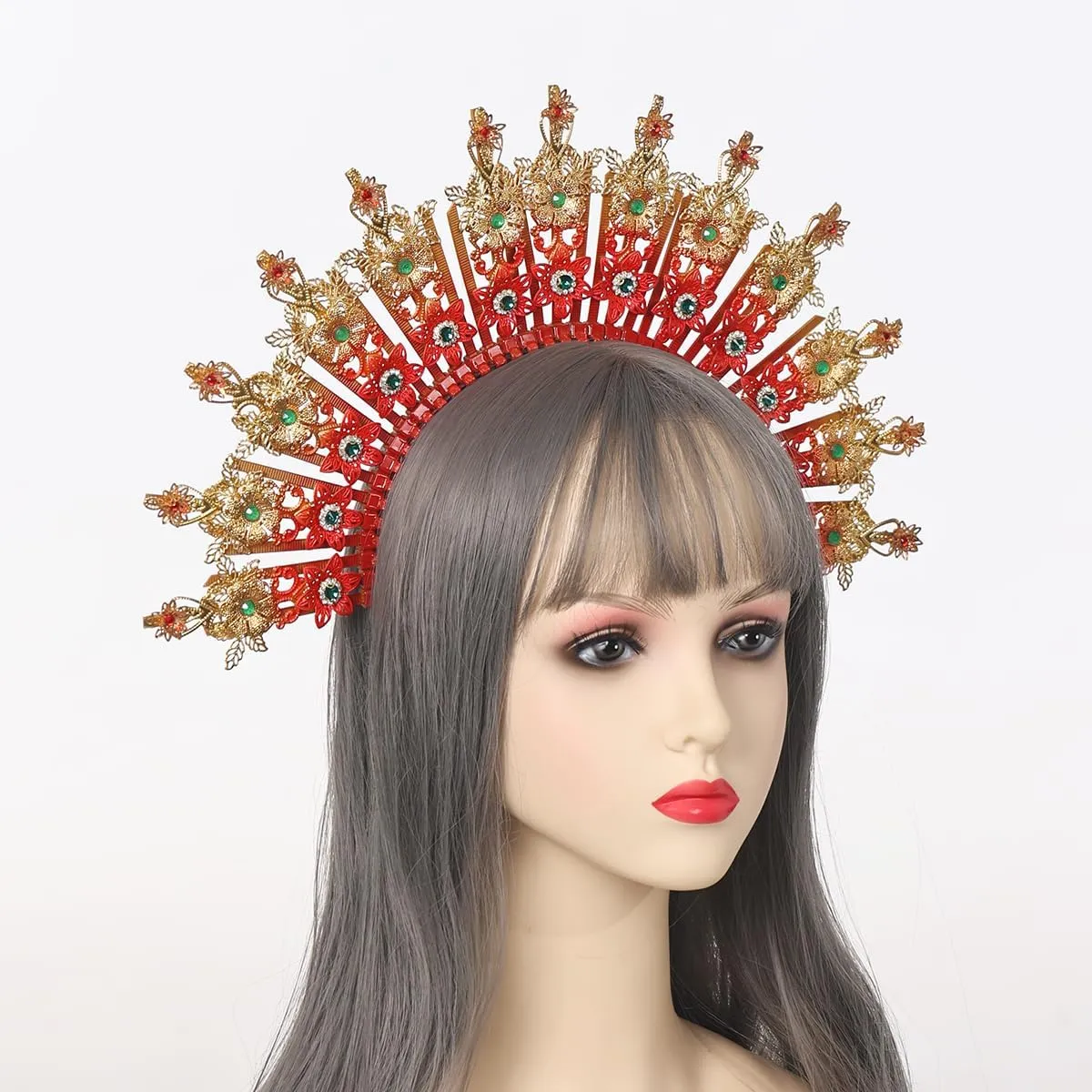COSDREAMER Women Halo Crown Headband Gold Spiked Zip Tie Halo Crown Sunburst Headband