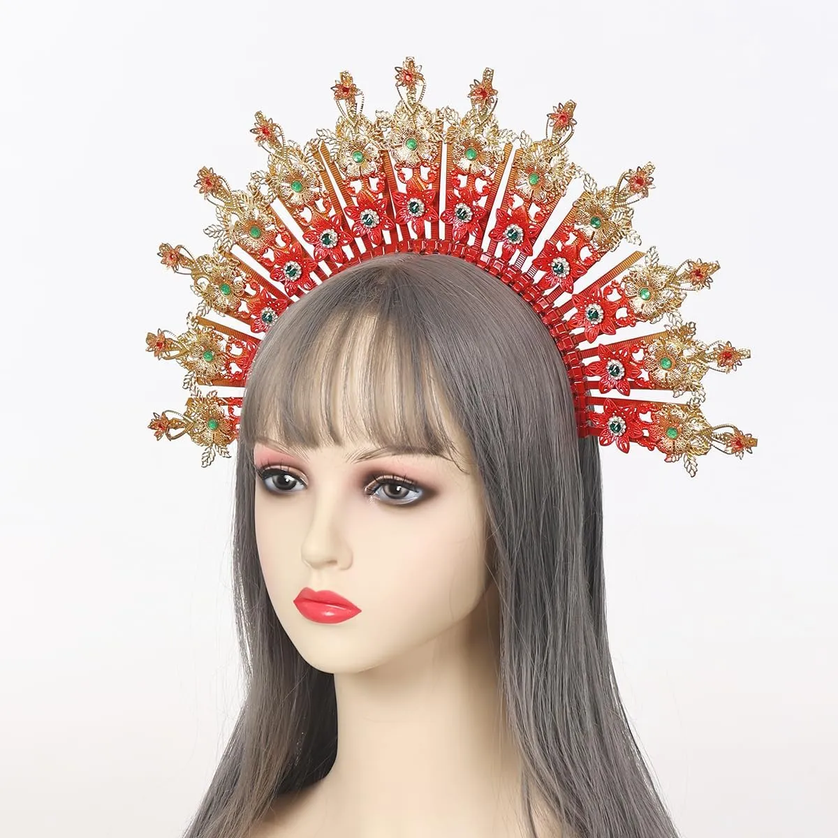 COSDREAMER Women Halo Crown Headband Gold Spiked Zip Tie Halo Crown Sunburst Headband