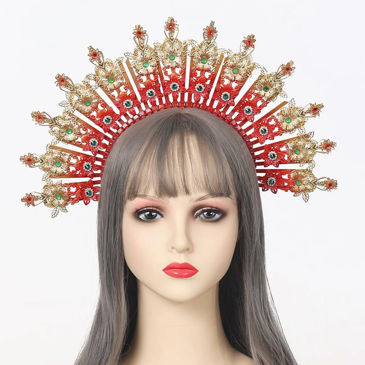 COSDREAMER Women Halo Crown Headband Gold Spiked Zip Tie Halo Crown Sunburst Headband