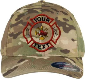 Custom Embroidered Firefighter hat. Flex Baseball 6277/6477 Baseball Cap. Firefighter Maltese Cross Flex Baseball hat