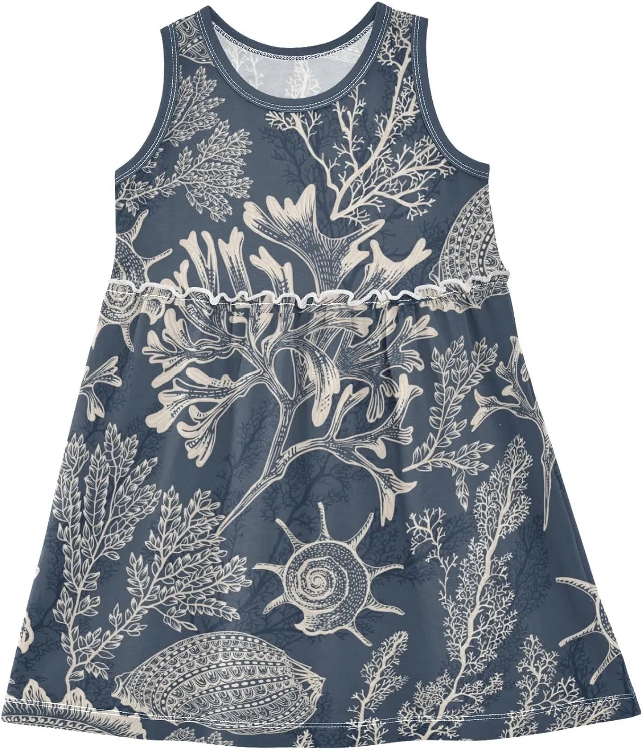 Fashion Girls Dress Cute Pattern Sleeveless Summer Casual Sundress A-line Dress 2T-8Y
