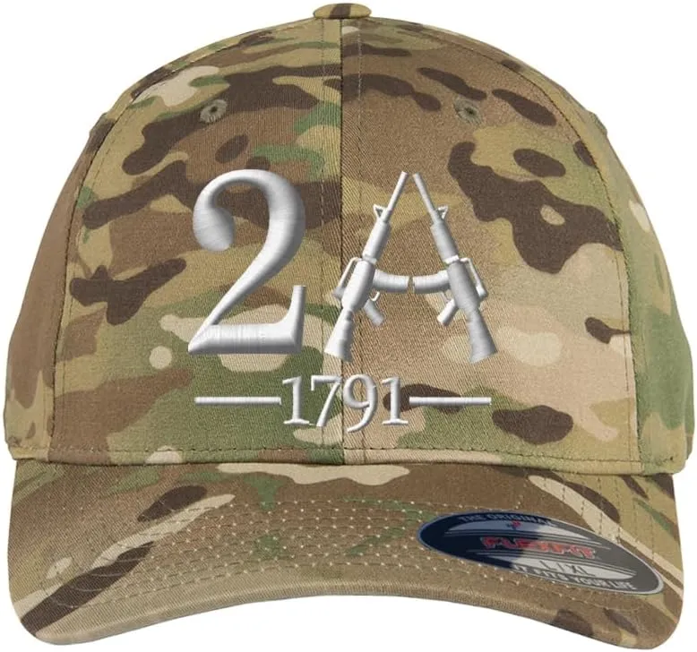 Flex Baseball 2A 1791 and We The People - Protect The 2nd Amendment hat- Custom Embroidered Flex Fitted Baseball Cap