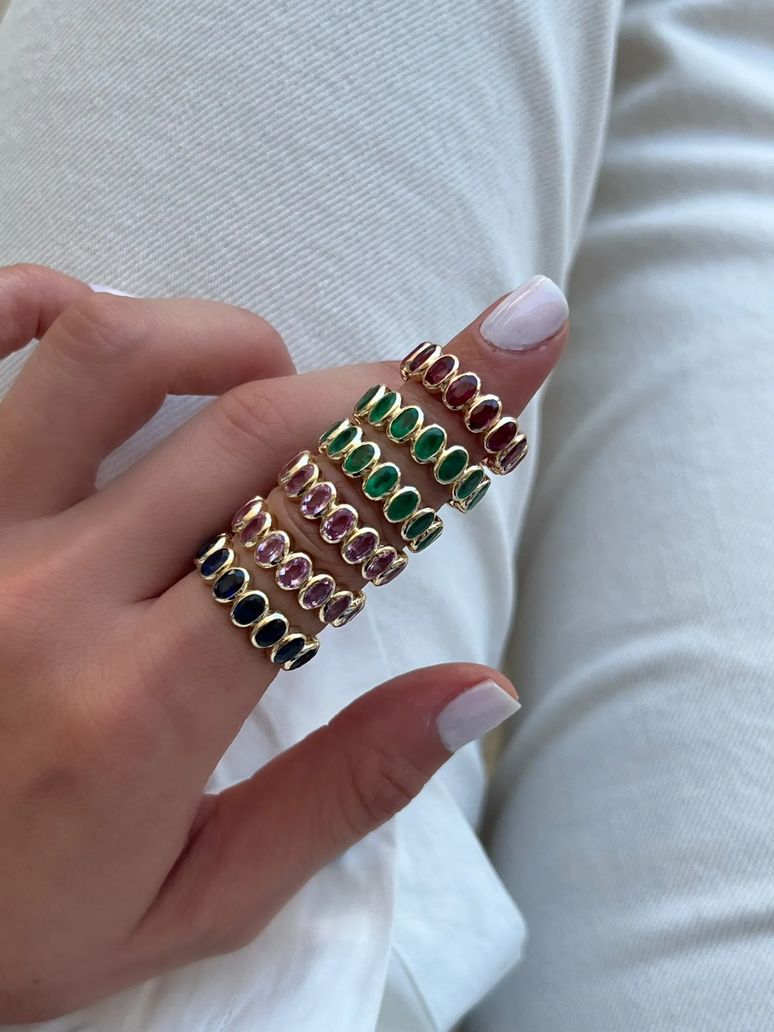 Gemstone Bezel Eternity Ring