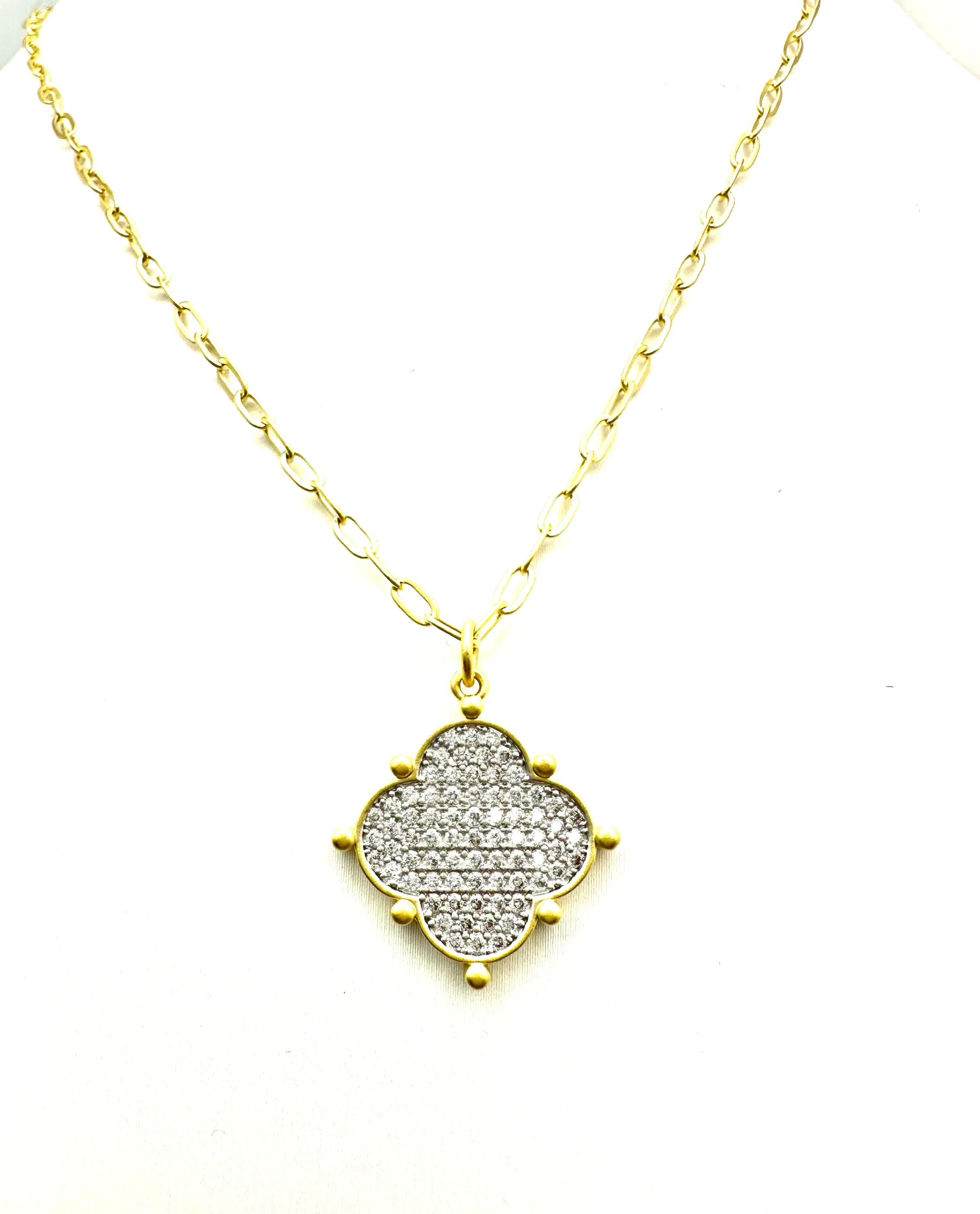 Gold and Silver Paved Flower Necklace