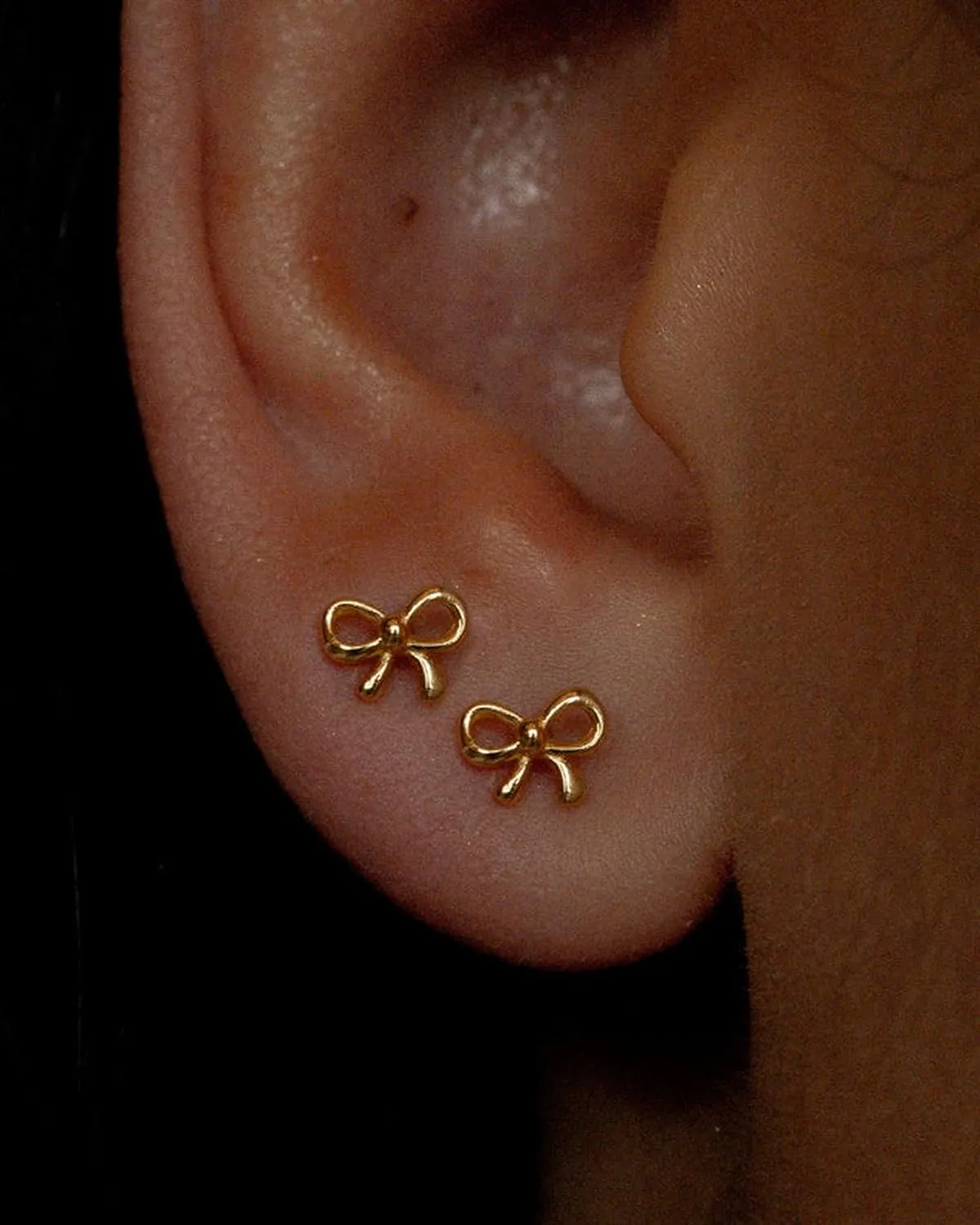 Gold Earrings for Women 14K Gold Stud Earring Dainty Minimalist Simple Small Bow Earrings Jewelry Gift for Her