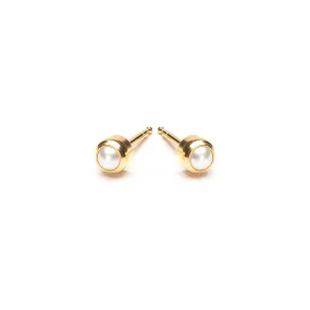 Gold Plated 3 mm Pearl Treasure Stud Earrings
