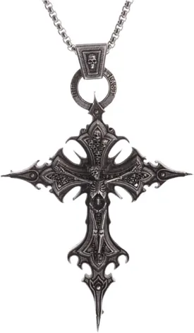 Gothic Cross Necklace for Women Men Vintage Captivity Skull Cross Pendent Necklace Goth Necklac Halloween Party Jewelry