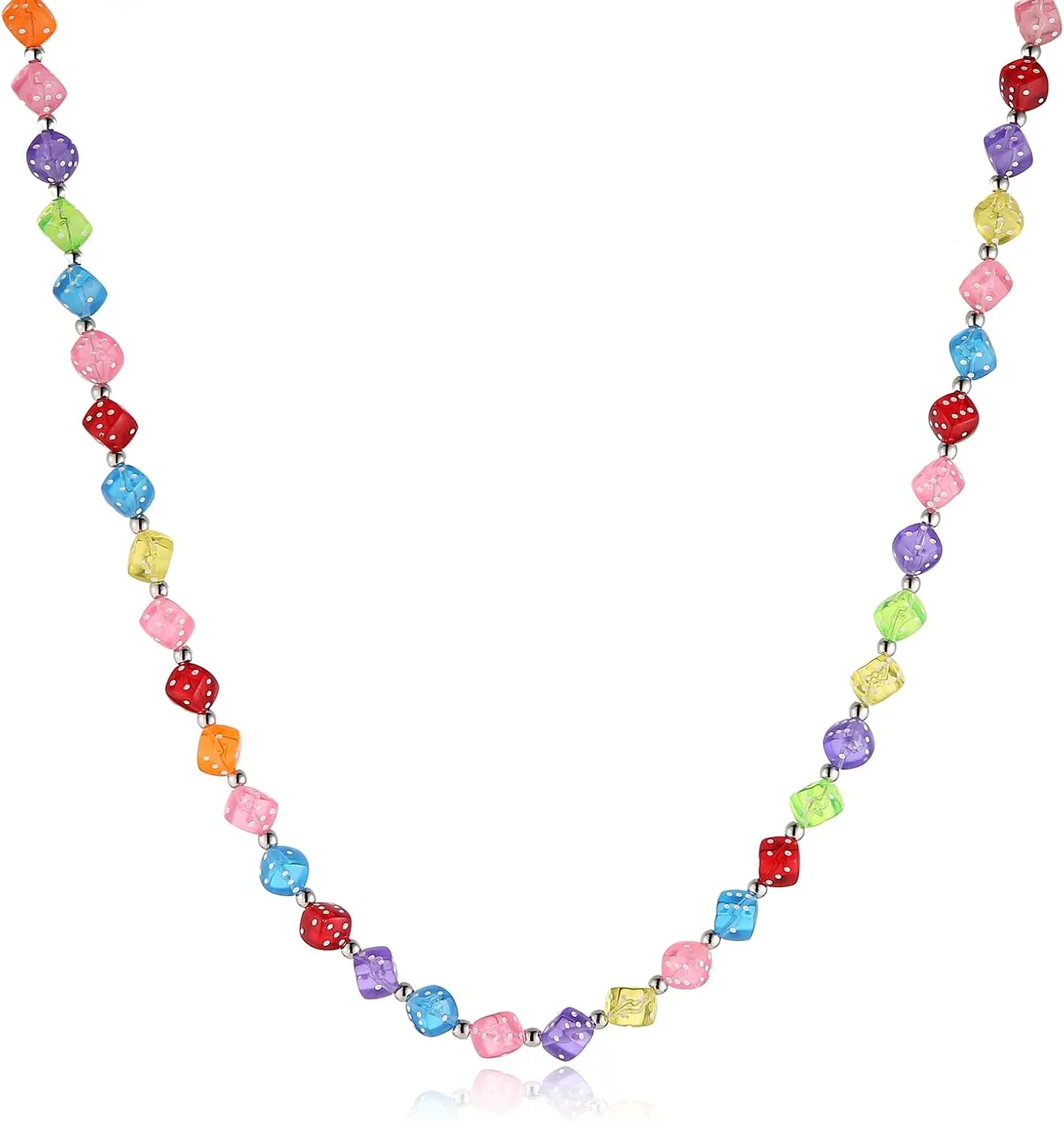 HZMAN 20 Inch Dice Beaded Chain Necklace for Men Stainless Steel Chain Party Bar Necklace Jewelry Gift