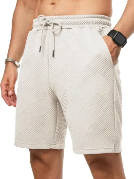 JMIERR Mens Casual 7" Shorts Summer Drawstring Elastic Waist Beach Sweat Shorts Texture with Pockets