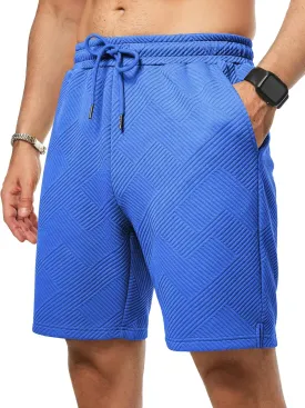 JMIERR Mens Casual 7" Shorts Summer Drawstring Elastic Waist Beach Sweat Shorts Texture with Pockets