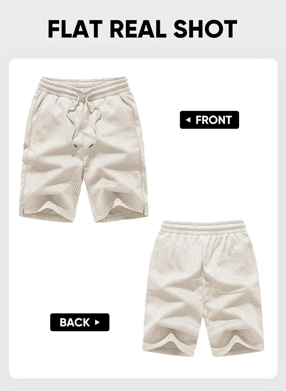 JMIERR Mens Casual 7" Shorts Summer Drawstring Elastic Waist Beach Sweat Shorts Texture with Pockets