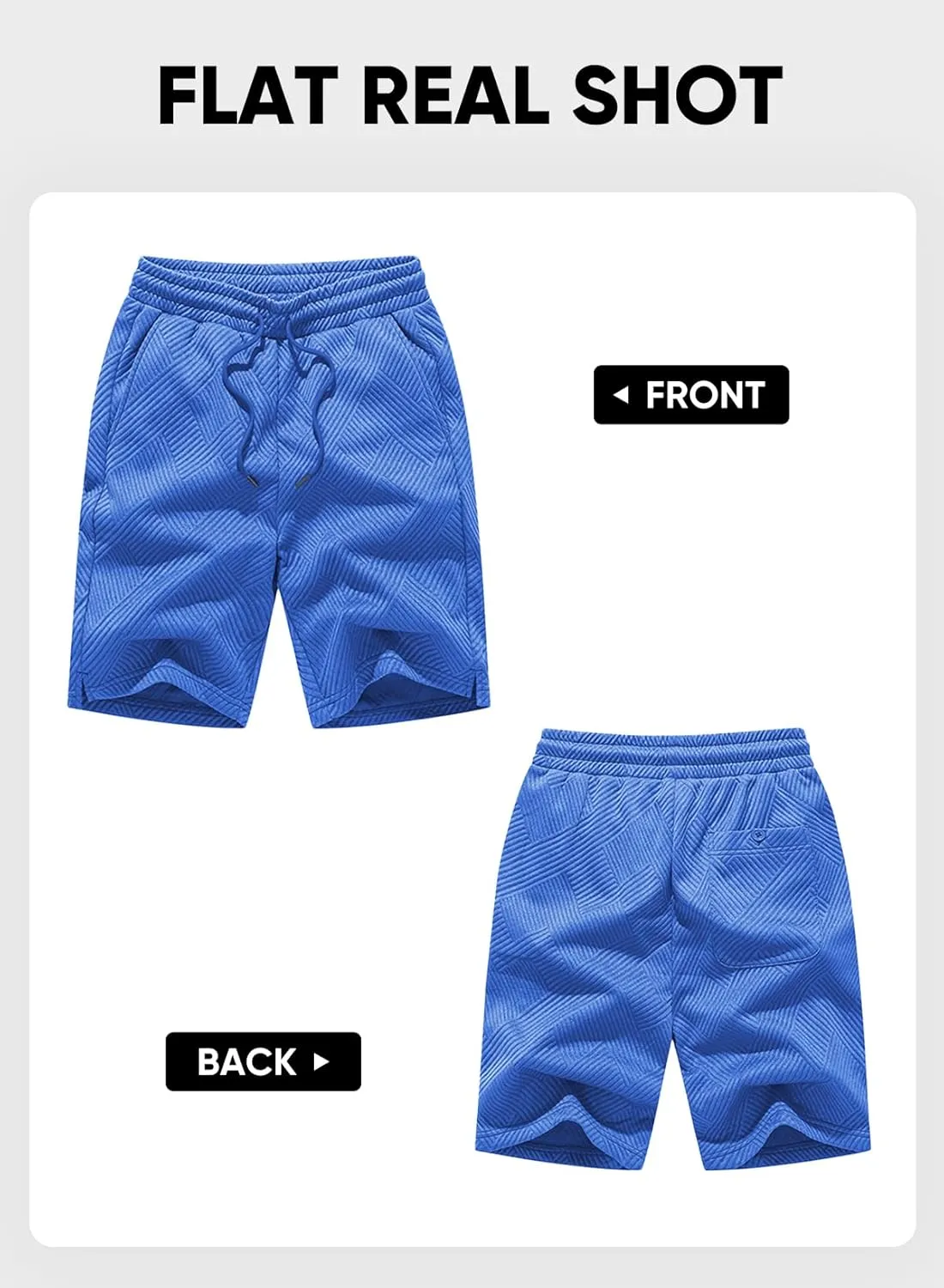 JMIERR Mens Casual 7" Shorts Summer Drawstring Elastic Waist Beach Sweat Shorts Texture with Pockets