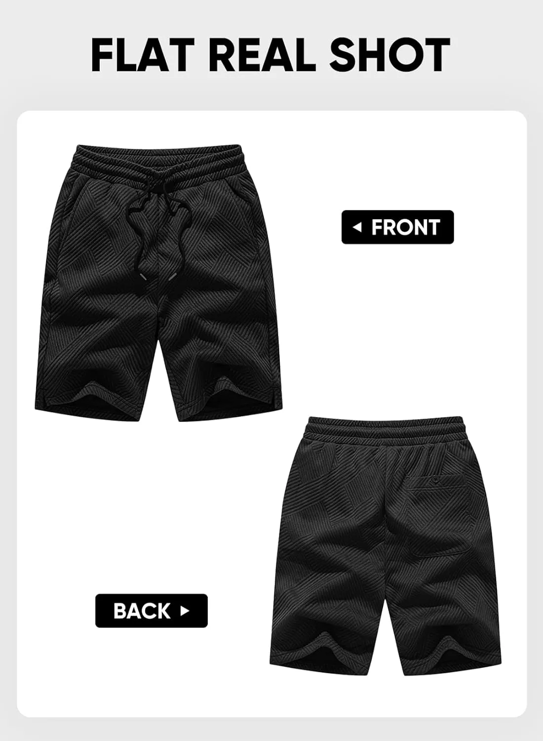 JMIERR Mens Casual 7" Shorts Summer Drawstring Elastic Waist Beach Sweat Shorts Texture with Pockets