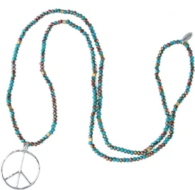 KELITCH Peace Sign Necklace For Women Beaded Hand Knotted Pendant Hippie Necklace Handmade Long Chains Necklaces