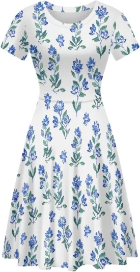 KiuLoam Women Summer Midi Dresses Short Sleeve Crew Neck A Line Dress Party Elegant Casual Dresses Plus Size S-4XL
