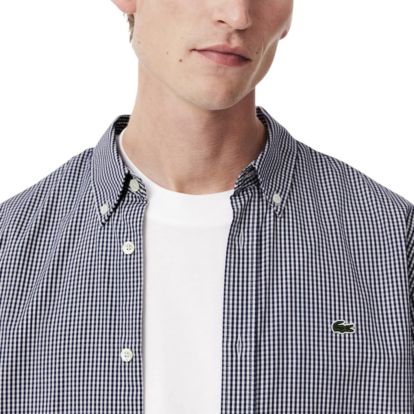 Lacoste Men's Long Sleeve Checked Gingham Button-Down Shirt