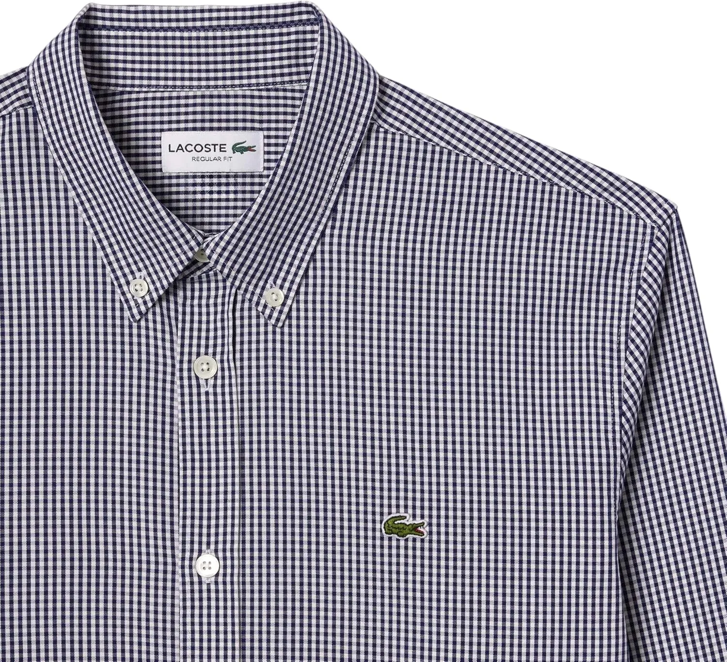 Lacoste Men's Long Sleeve Checked Gingham Button-Down Shirt