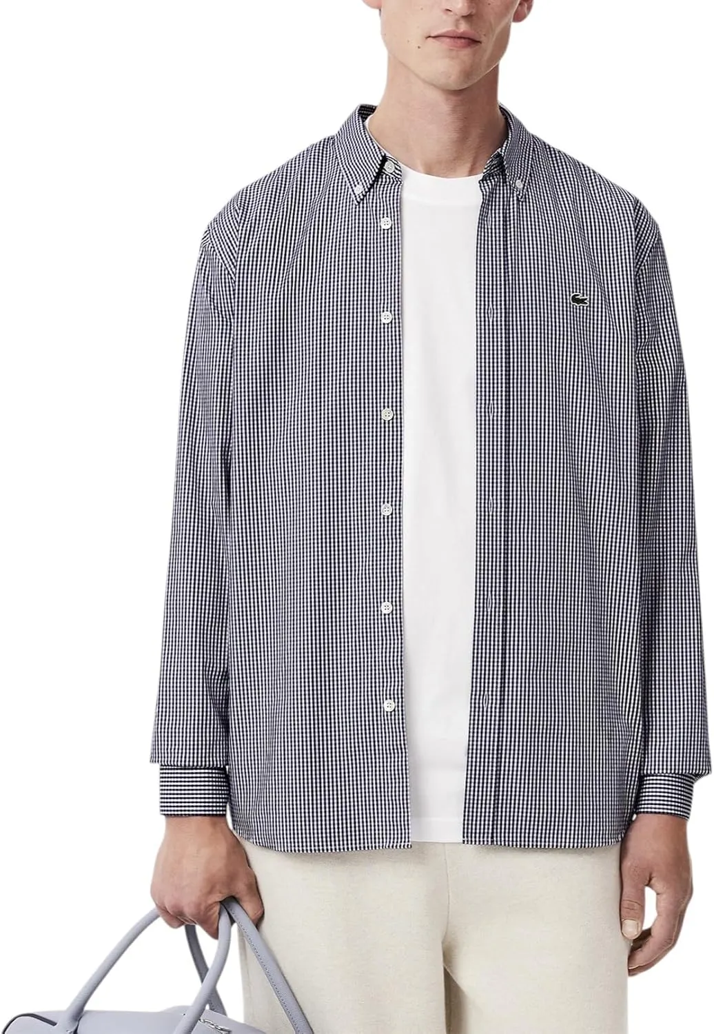 Lacoste Men's Long Sleeve Checked Gingham Button-Down Shirt