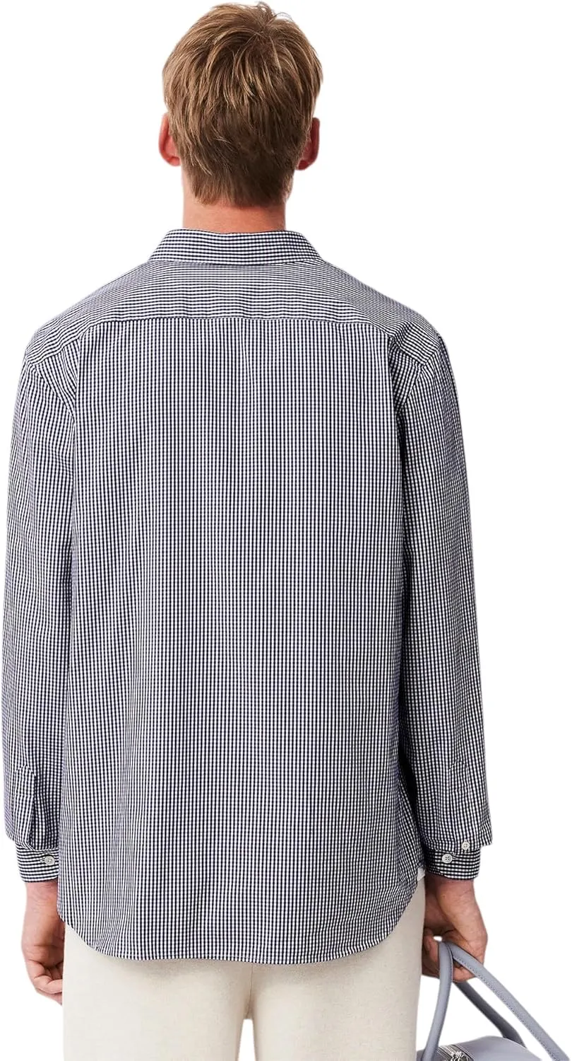 Lacoste Men's Long Sleeve Checked Gingham Button-Down Shirt