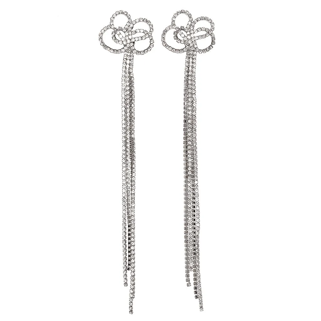 Long Crystal Clip Earrings