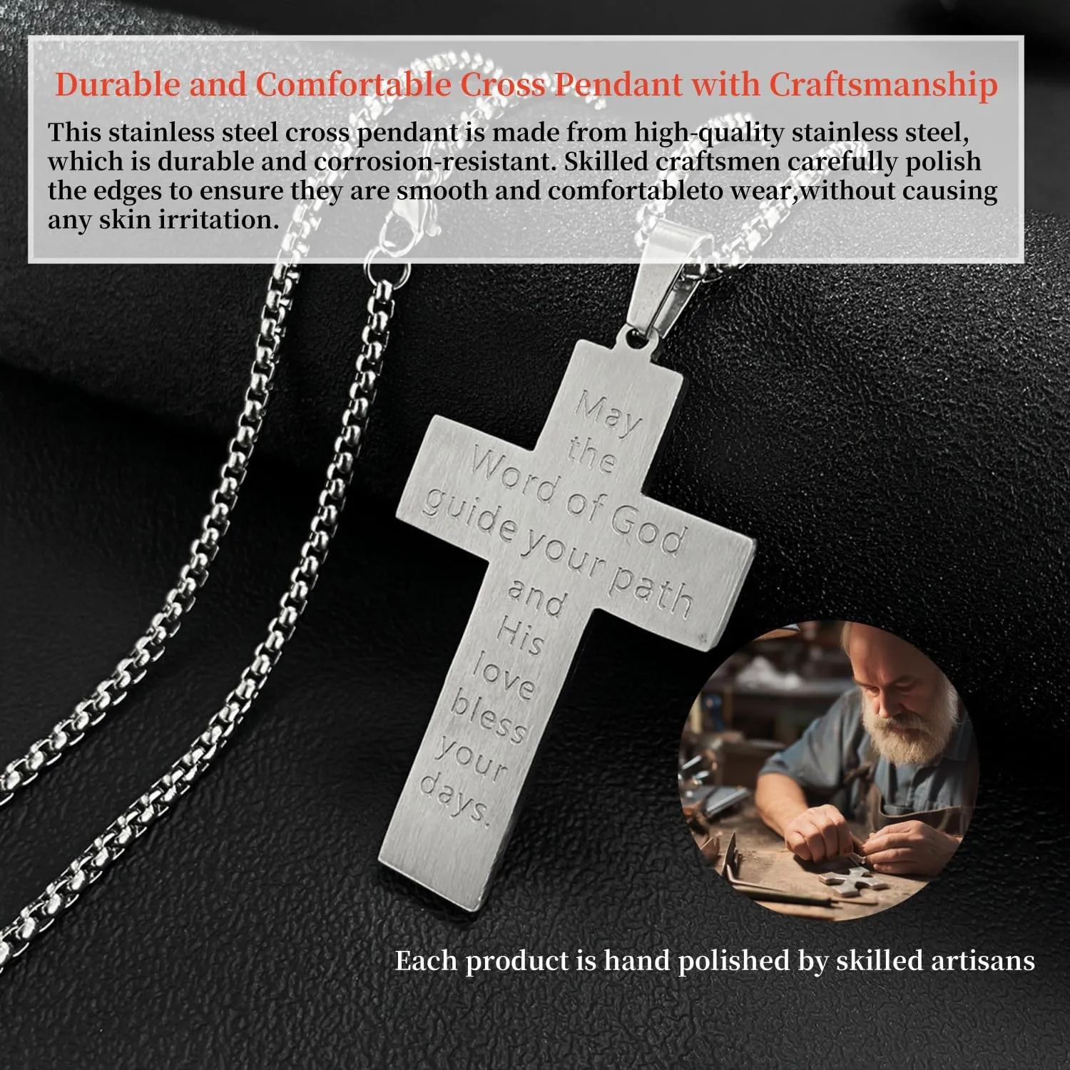 Love and Peace World Series Cold Enamel Hand-Painted and Polished Cross Pendant Necklace for Men Women Metal Stainless Steel Cross Pendant Necklace