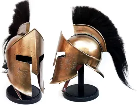 Medieval Armour King Leonidas Greek Spartan 300 Roman Helmet with Wooden Stand Rustic Vintage Home Decor Gifts