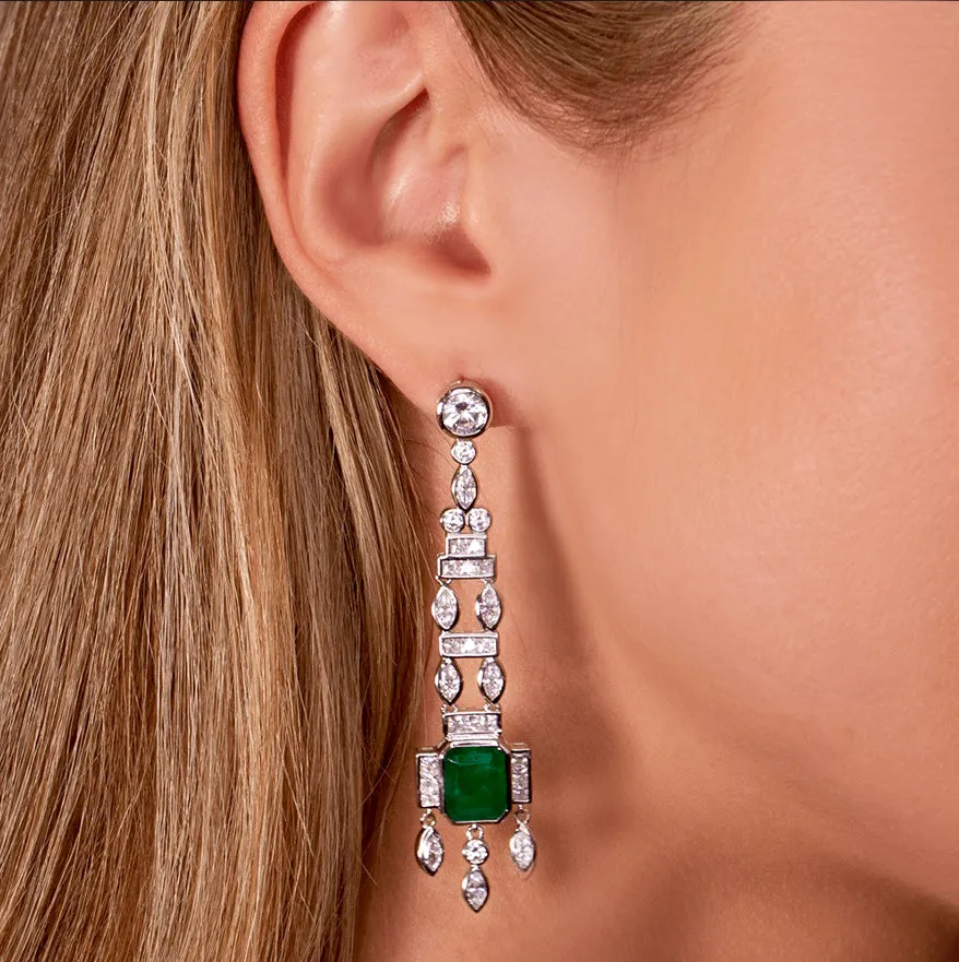 Onassis 6 Carat Emerald Drop Earrings