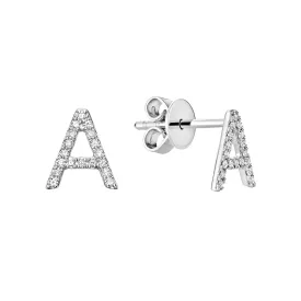 Single White Gold Initial Diamond Earring