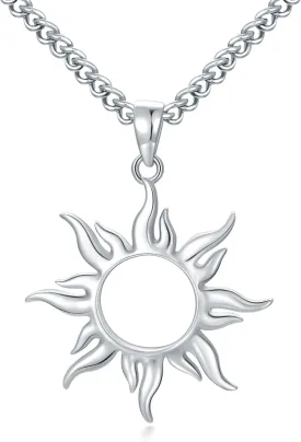 Sun Necklace Sterling Silver Sun Pendant with 22?? 2?? Stainless Steel Chain Gift for Women Men