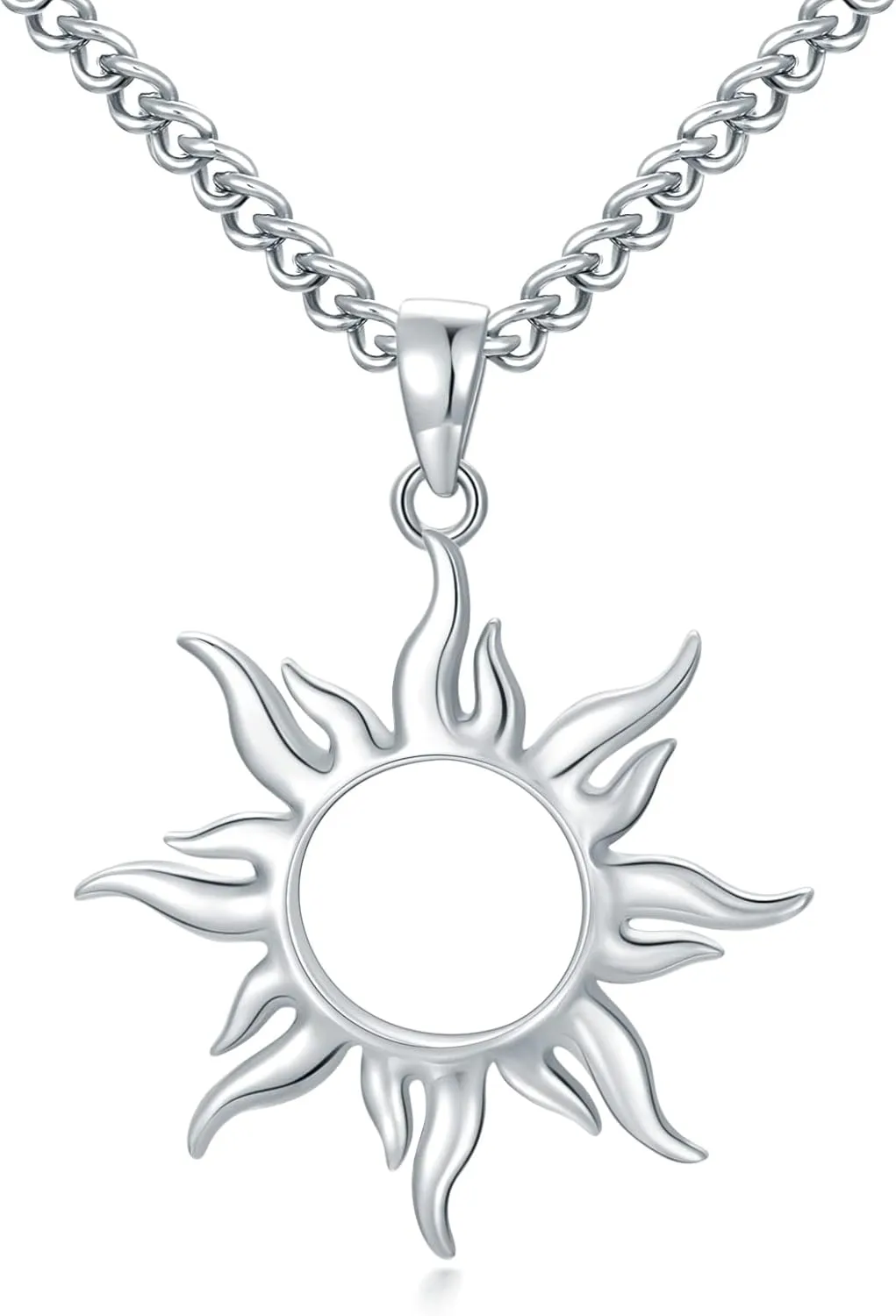 Sun Necklace Sterling Silver Sun Pendant with 22?? 2?? Stainless Steel Chain Gift for Women Men