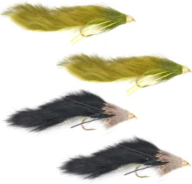 The Fly Fishing Place Muddy Buddy Bunny Streamer Flies Collection - Set of 4 Big Bass and Trout Fly Fishing Flies - Hook Size 4
