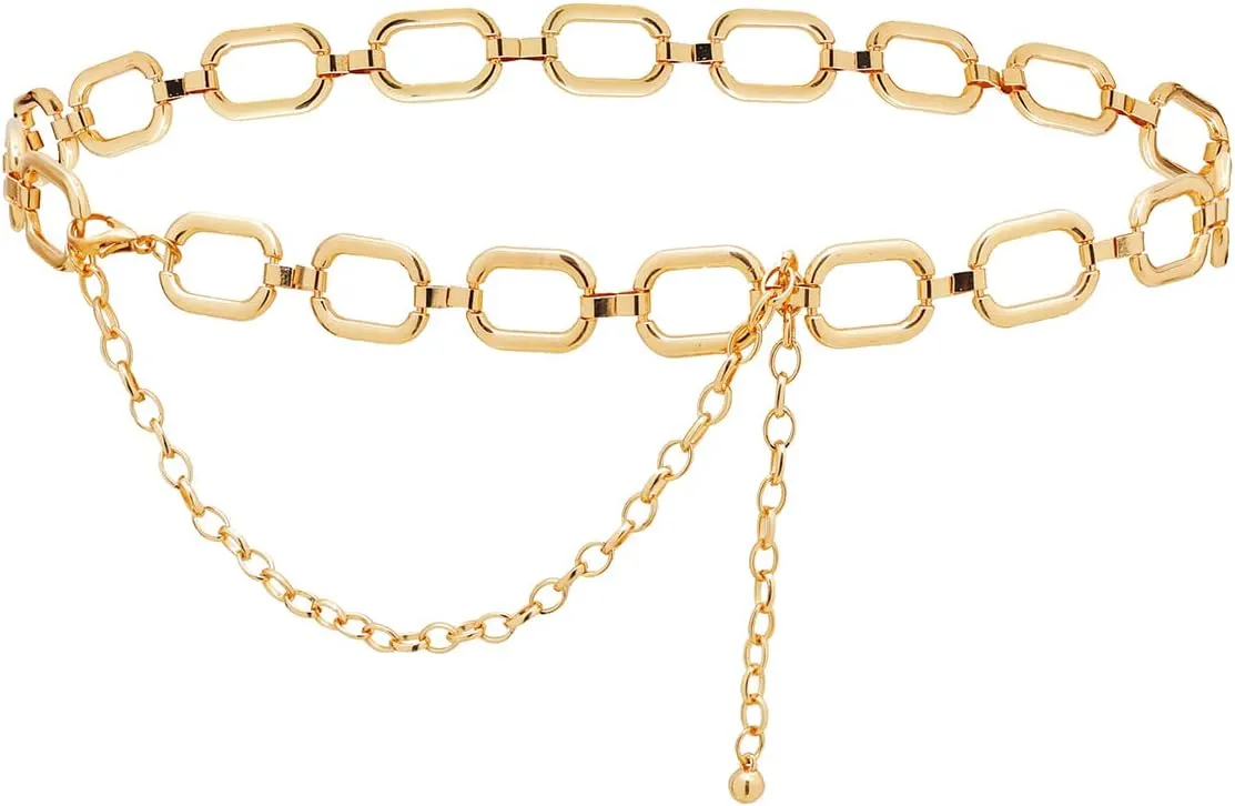 TOPACC Metal Link Chain Belt for Women Waist Chains Chunky Thick Chain Belt for Dresses Jeans