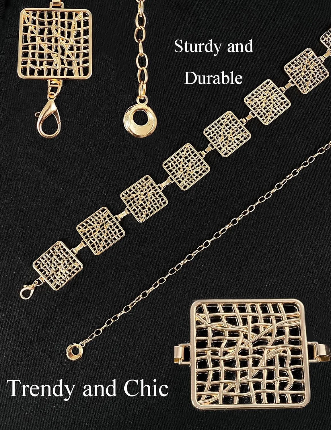 TOPACC Metal Link Chain Belt for Women Waist Chains Chunky Thick Chain Belt for Dresses Jeans
