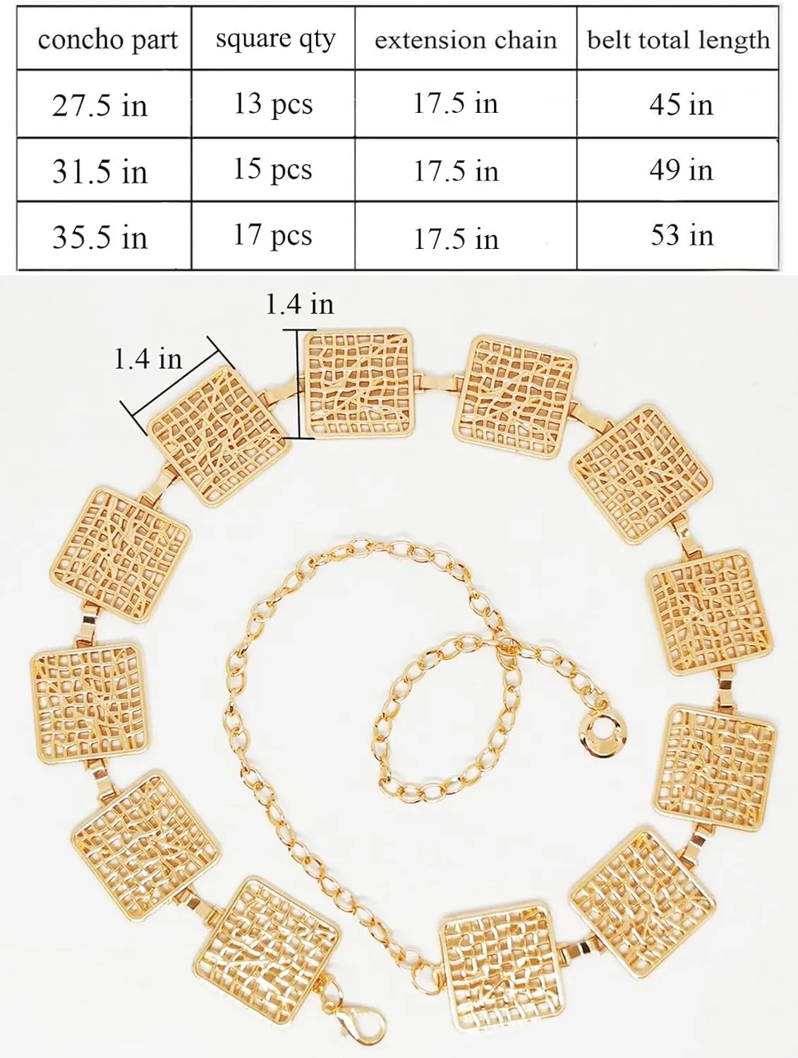 TOPACC Metal Link Chain Belt for Women Waist Chains Chunky Thick Chain Belt for Dresses Jeans