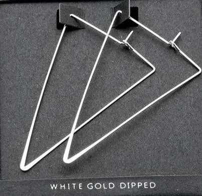 Triangle Earrings-White Gold