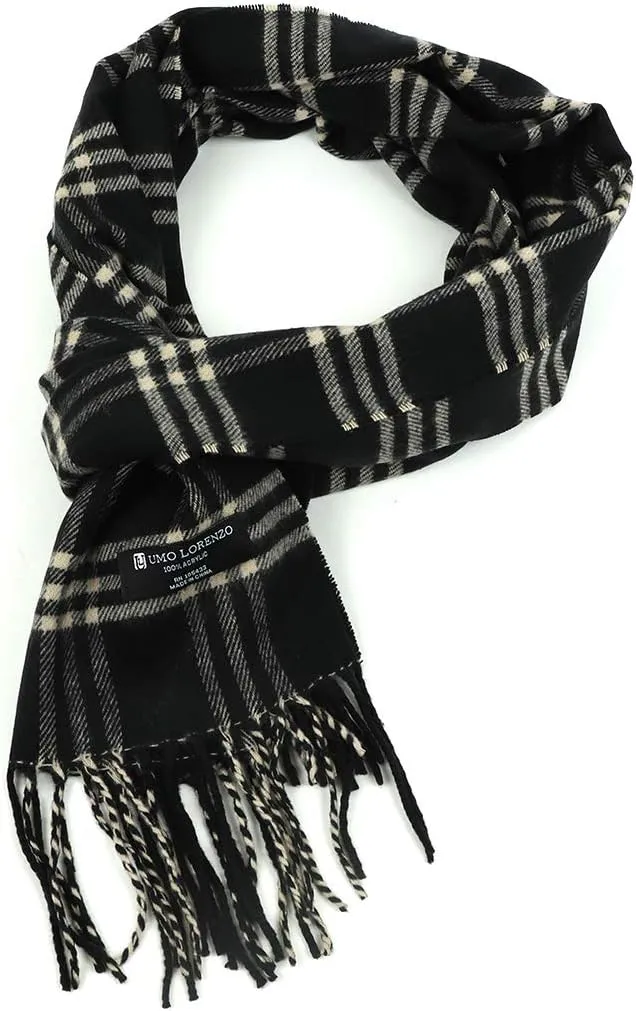 Umo Lorenzo Soft Luxurious Cashmere Feel Fall Scarf for Men and Women - Plaid Designer Scarves