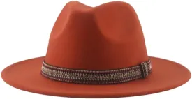 Women's Fedoras Hat Solid Casual Wide Brim Hat Panama Band Caps Caramel 56-58cm