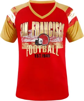 Womens Football Fans V Neck City Raglan T-Shirts